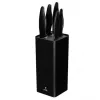 Set de cuchillos de cocina Smile SNS-6 – bloque negro de 6 piezas, 5 cuchillos con hojas negras antiadherentes, mangos soft-touch de plástico negro