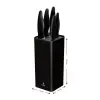 Set de cuchillos de cocina Smile SNS-6 – bloque negro de 6 piezas, 5 cuchillos con hojas negras antiadherentes, mangos soft-touch de plástico negro