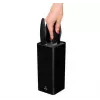 Set de cuchillos de cocina Smile SNS-6 – bloque negro de 6 piezas, 5 cuchillos con hojas negras antiadherentes, mangos soft-touch de plástico negro