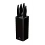 Set de cuchillos de cocina Smile SNS-6 – bloque negro de 6 piezas, 5 cuchillos con hojas negras antiadherentes, mangos soft-touch de plástico negro