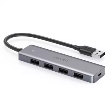 Hub USB UGREEN 50985 (4× USB 3.2 Gen 1 Type-A, 5 Gb/s, plateado)