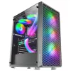 Mars Gaming MC-F negra, semitorre gaming ATX, ventana lateral de cristal templado, frontal de malla metálica, 4 ventiladores ARGB de 120mm