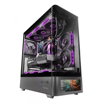 Caja de PC TACENS Mars Gaming MCLCDPRO semitorre – negra, pantalla IPS de 7,2 pulgadas, fuente de alimentación inferior, compatibilidad ATX/Micro‑ATX/Mini‑ITX