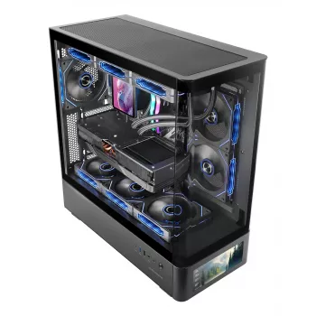 Caja de PC TACENS Mars Gaming MCLCDPRO semitorre – negra, pantalla IPS de 7,2 pulgadas, fuente de alimentación inferior, compatibilidad ATX/Micro‑ATX/Mini‑ITX