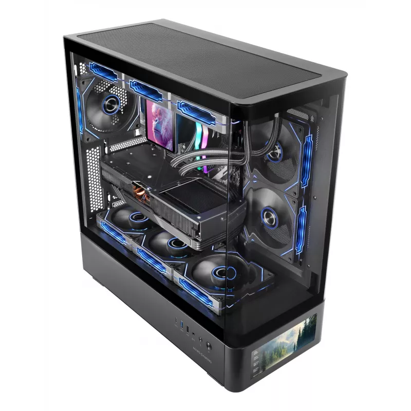 Caja de PC TACENS Mars Gaming MCLCDPRO semitorre – negra, pantalla IPS de 7,2 pulgadas, fuente de alimentación inferior, compatibilidad ATX/Micro‑ATX/Mini‑ITX