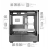 Caja de PC TACENS Mars Gaming MCLCDPRO semitorre – negra, pantalla IPS de 7,2 pulgadas, fuente de alimentación inferior, compatibilidad ATX/Micro‑ATX/Mini‑ITX