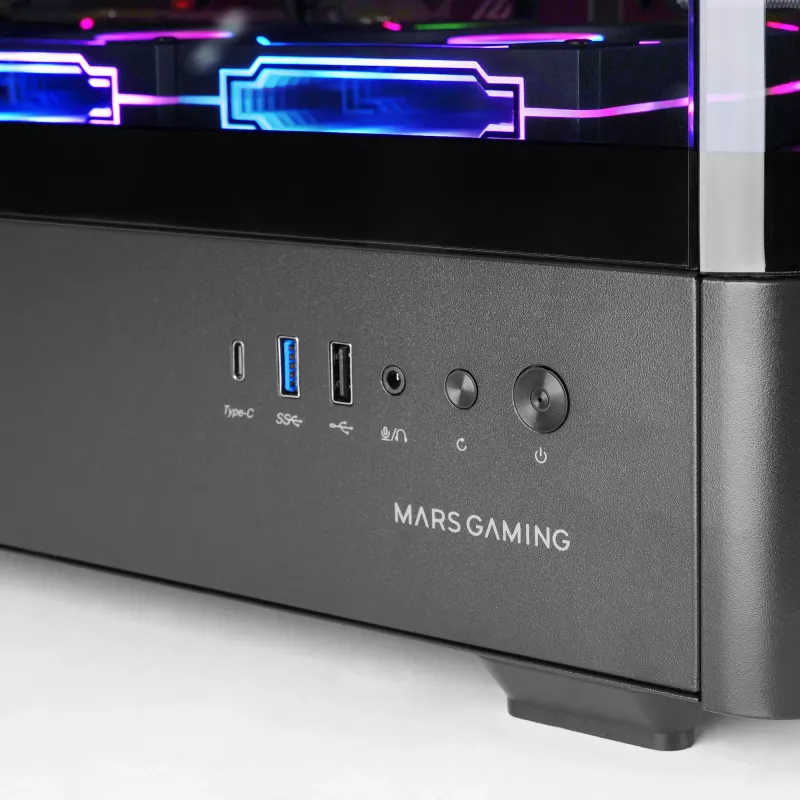 Caja de PC TACENS Mars Gaming MCLCDPRO semitorre – negra, pantalla IPS de 7,2 pulgadas, fuente de alimentación inferior, compatibilidad ATX/Micro‑ATX/Mini‑ITX