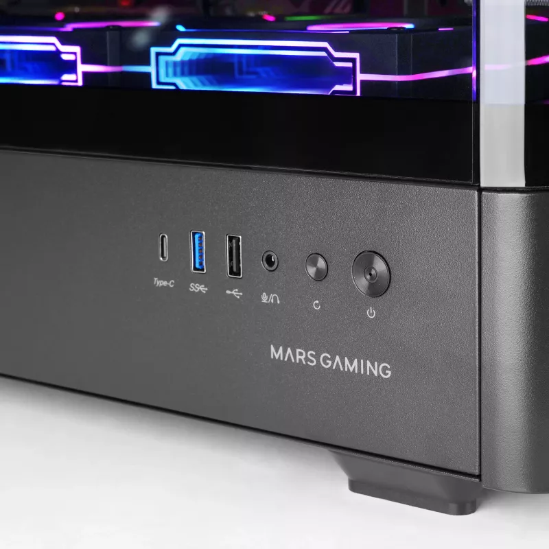 Caja de PC TACENS Mars Gaming MCLCDPRO semitorre – negra, pantalla IPS de 7,2 pulgadas, fuente de alimentación inferior, compatibilidad ATX/Micro‑ATX/Mini‑ITX