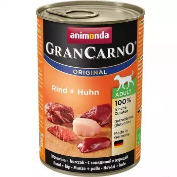 Comida húmeda para perros animonda GranCarno Original ternera y pollo lata 400 g, sin cereales, adulto
