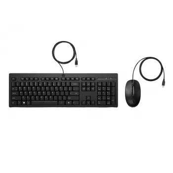 HP 225 Conjunto de ratón y teclado con cable, tamaño completo, USB, negro