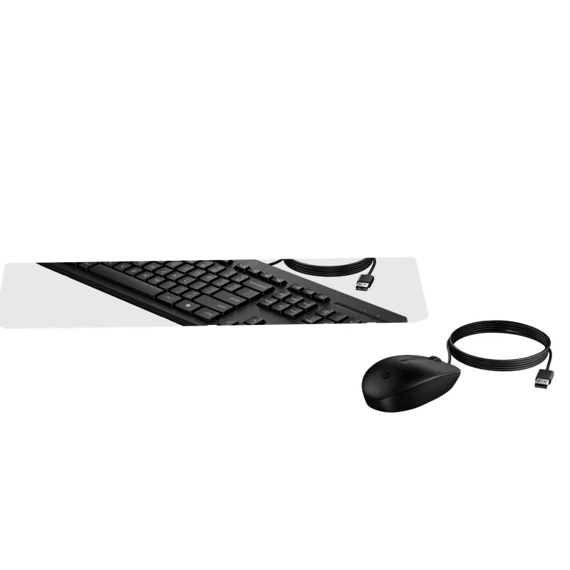 HP 225 Conjunto de ratón y teclado con cable, tamaño completo, USB, negro