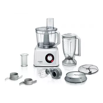 Robot de cocina Bosch MC812W501 — 1000 W, bol de 3,9 L, blanco, cuchillas de acero inoxidable