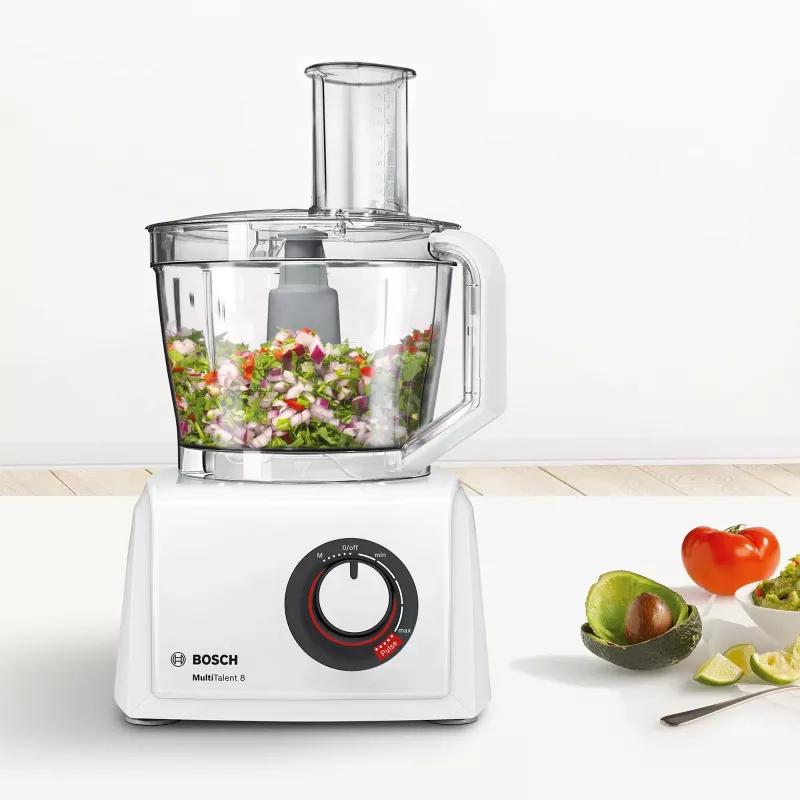 Robot de cocina Bosch MC812W501 — 1000 W, bol de 3,9 L, blanco, cuchillas de acero inoxidable