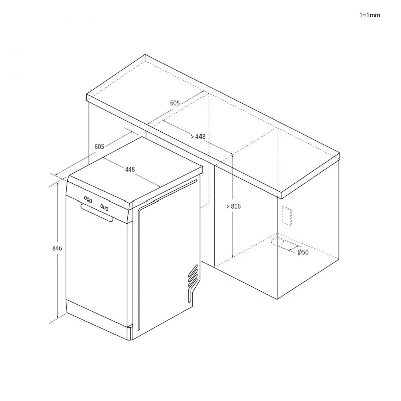 Lavavajillas estrecho independiente CANDY Brava CDPH 2L1049W — 10 cubiertos, 45 cm, 49 dB, clase energética E