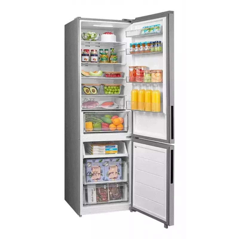 Combinado frigorífico-congelador independiente Midea MDRB600MME46, 443 L totales, 313 L frigorífico (No Frost), 130 L congelador, clase E, acero inoxidable