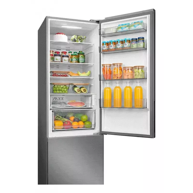Combinado frigorífico-congelador independiente Midea MDRB600MME46, 443 L totales, 313 L frigorífico (No Frost), 130 L congelador, clase E, acero inoxidable