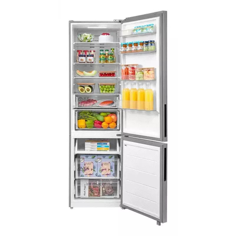 Combinado frigorífico-congelador independiente Midea MDRB600MME46, 443 L totales, 313 L frigorífico (No Frost), 130 L congelador, clase E, acero inoxidable