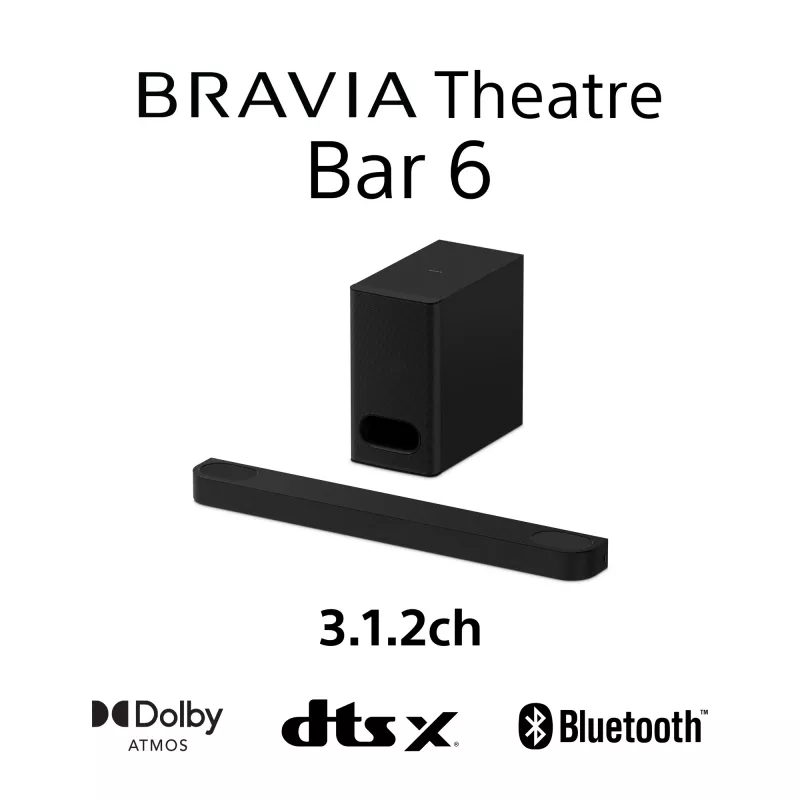 Barra de sonido Sony HT-B600 3.1.2 canales 350 W con subwoofer inalámbrico, negro