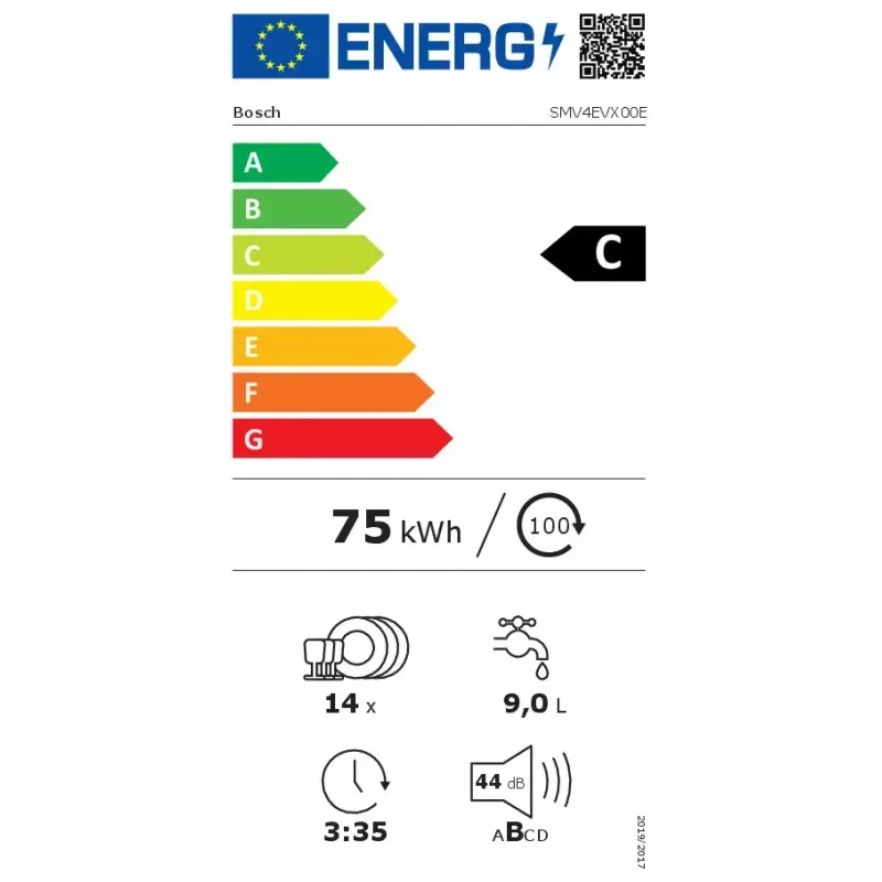 Bosch Serie 4 SMV4EVX00E lavavajillas totalmente integrable, 14 cubiertos, clase energética C