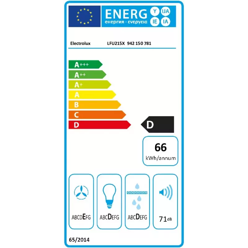Electrolux LFU215X campana extractora bajo mueble, 50 cm, 272 m³/h, 3 velocidades, iluminación LED, clase energética D, acero inoxidable