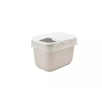 Arenero con entrada superior Savic Hop In, plástico, beige/blanco, 585×390×395 mm