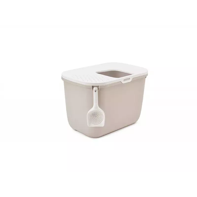 Arenero con entrada superior Savic Hop In, plástico, beige/blanco, 585×390×395 mm