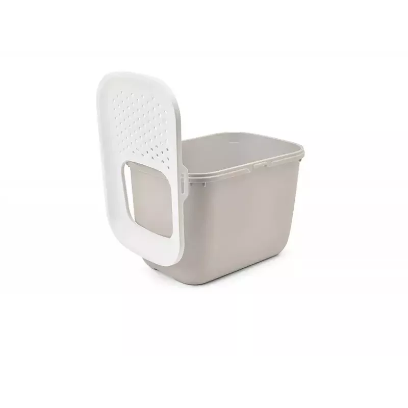 Arenero con entrada superior Savic Hop In, plástico, beige/blanco, 585×390×395 mm