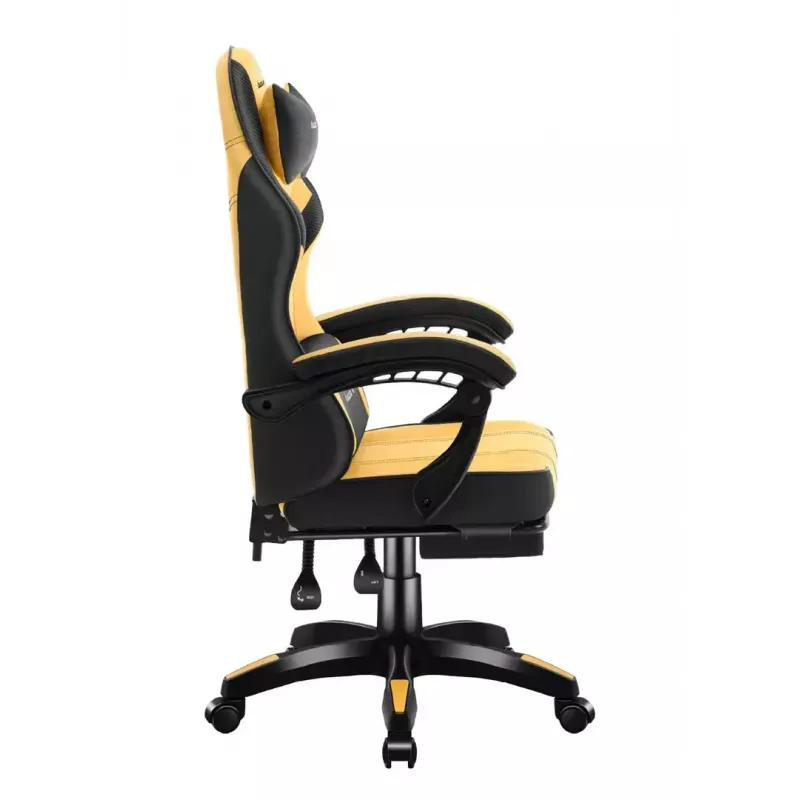 Huzaro Force 3.7 silla gaming, ergonómica, hasta 150 kg, con reposapiés y cojines, amarilla