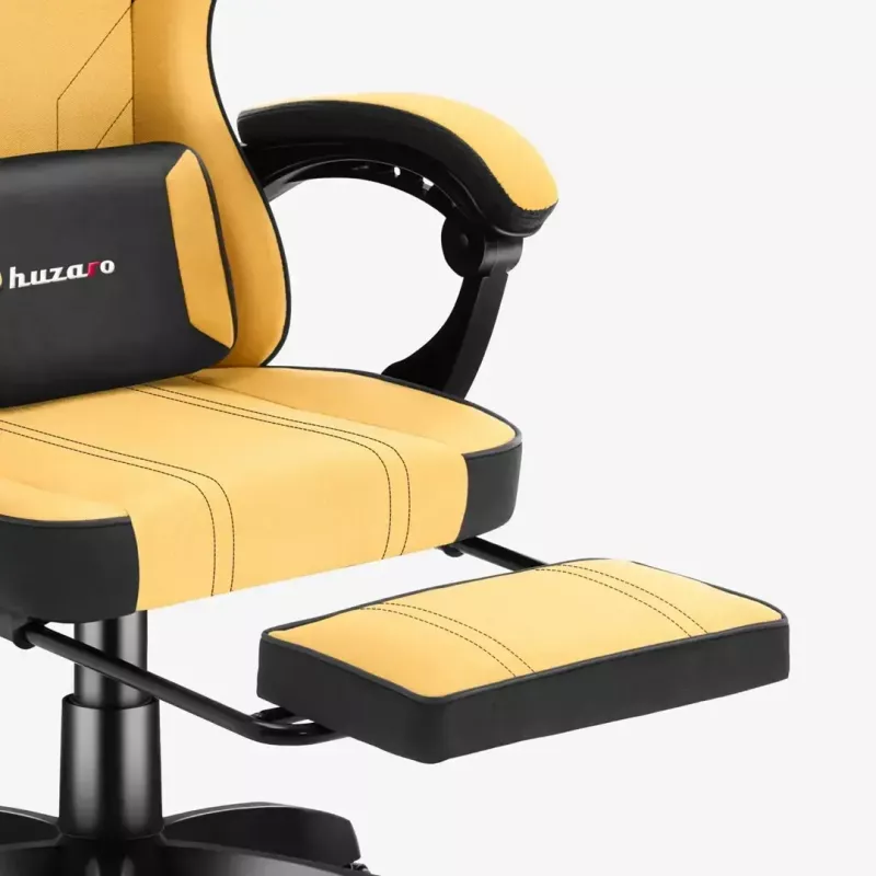 Huzaro Force 3.7 silla gaming, ergonómica, hasta 150 kg, con reposapiés y cojines, amarilla