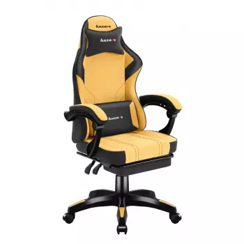 Silla gaming huzaro Force 3.7 — sillón giratorio ergonómico de respaldo alto, asiento amarillo, reposabrazos ajustables, altura 107,5–116,5 cm