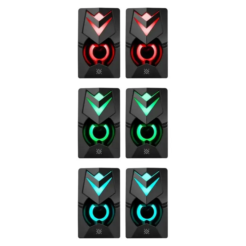 Altavoces para PC DEFENDER J4 2.0 6W LED USB, 3,5 mm, 90–20000 Hz, negro