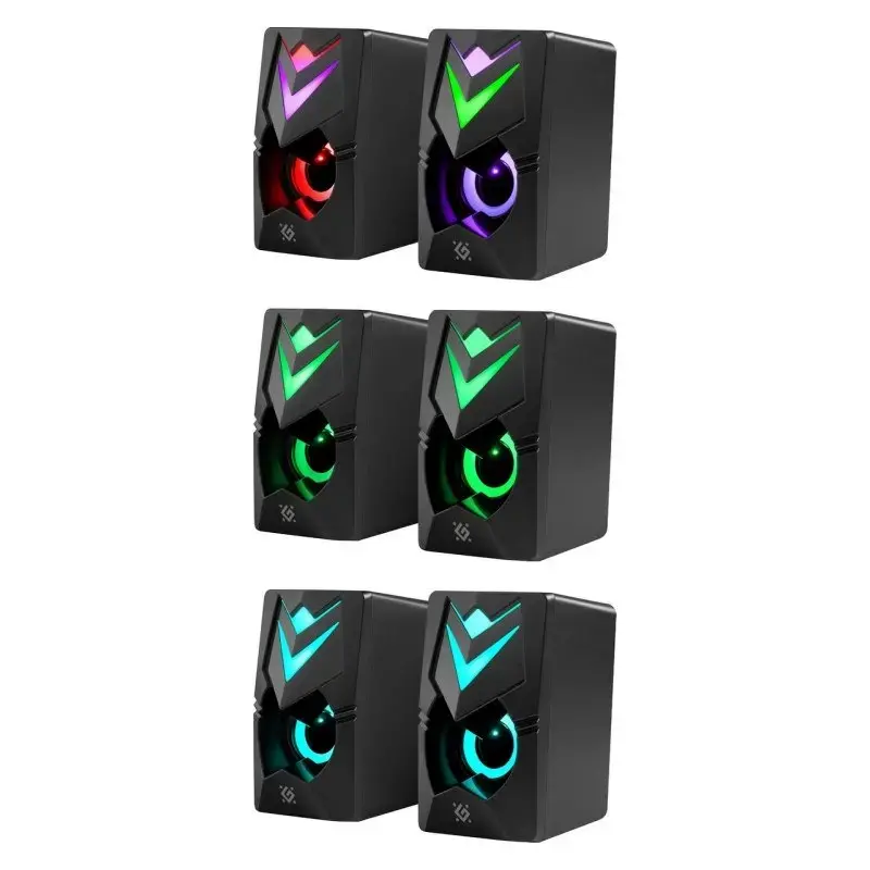 Altavoces para PC DEFENDER J4 2.0 6W LED USB, 3,5 mm, 90–20000 Hz, negro