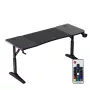 Escritorio gaming huzaro Hero 4.6 RGB — tablero rectangular negro 1600×600 mm, altura 560–790 mm, patas en H, iluminación RGB