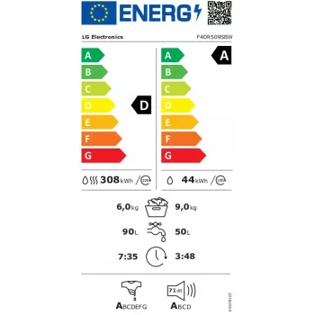 Lavadora-secadora LG F4DR509SBW de libre instalación carga frontal negra, blanca