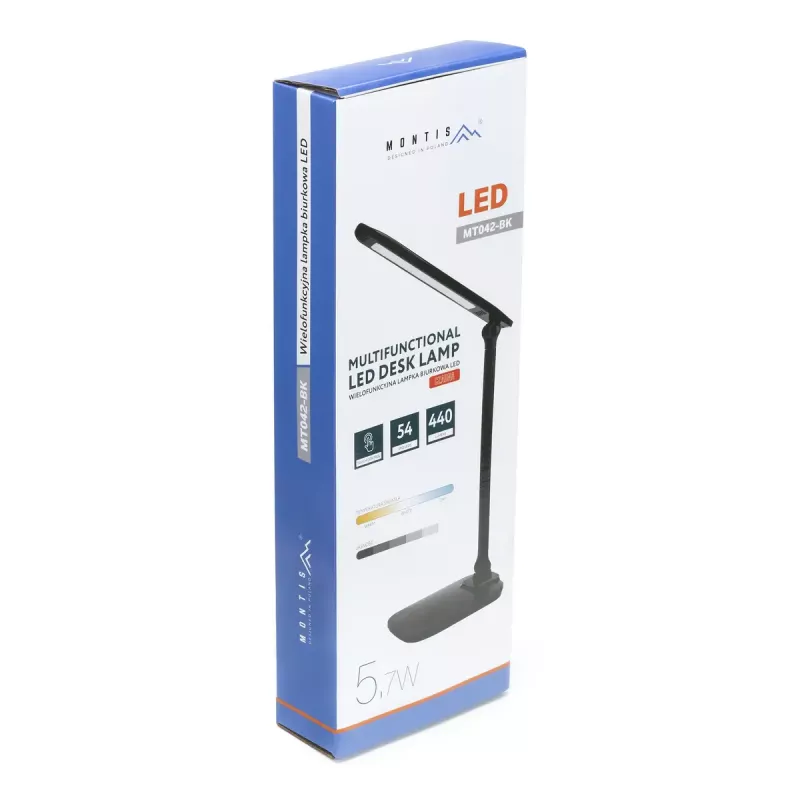 Montis MT042-BK lámpara de escritorio LED, negra, 5,7 W, 230 V + USB