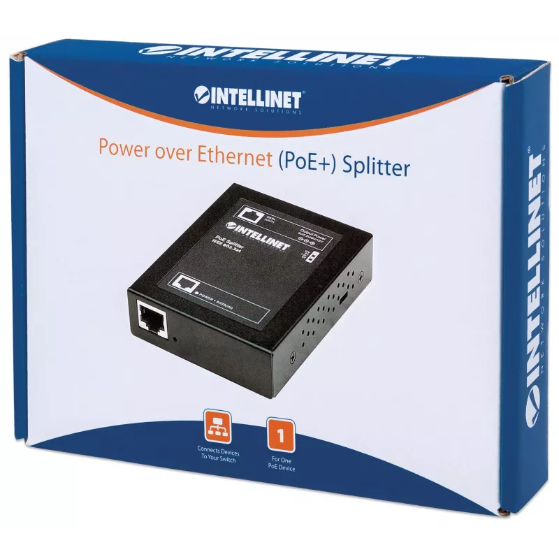 Splitter Power over Ethernet (PoE+) Intellinet, IEEE802.3at, tensión de salida 5, 7.5, 9 o 12 V DC