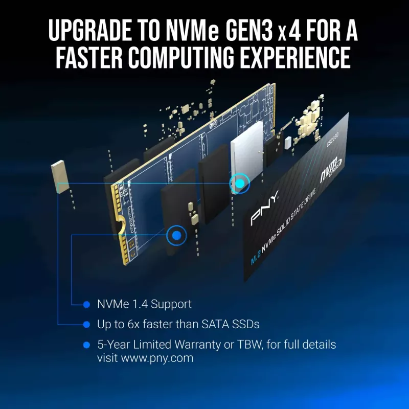 Unidad SSD PNY 500 GB M.2 2280 PCI-E x4 Gen3 NVMe M280CS2230-500-RB