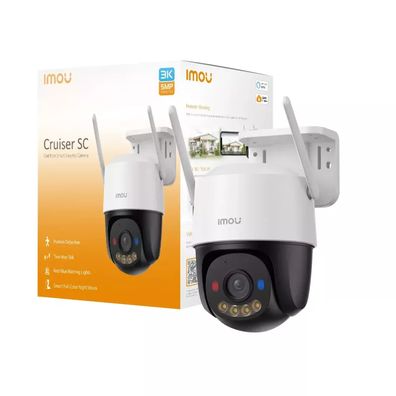 IMOU Cruiser SC 3K IPC-K7FP-5H0WE cámara de seguridad IP tipo torreta, 5 MP (2880×1620), Wi-Fi y LAN, interior y exterior, giro/inclinación, visión nocturna de 30 m, blanca