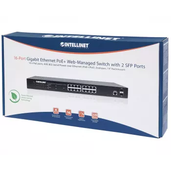Switch gestionado Intellinet 16-Port Gigabit Ethernet PoE+