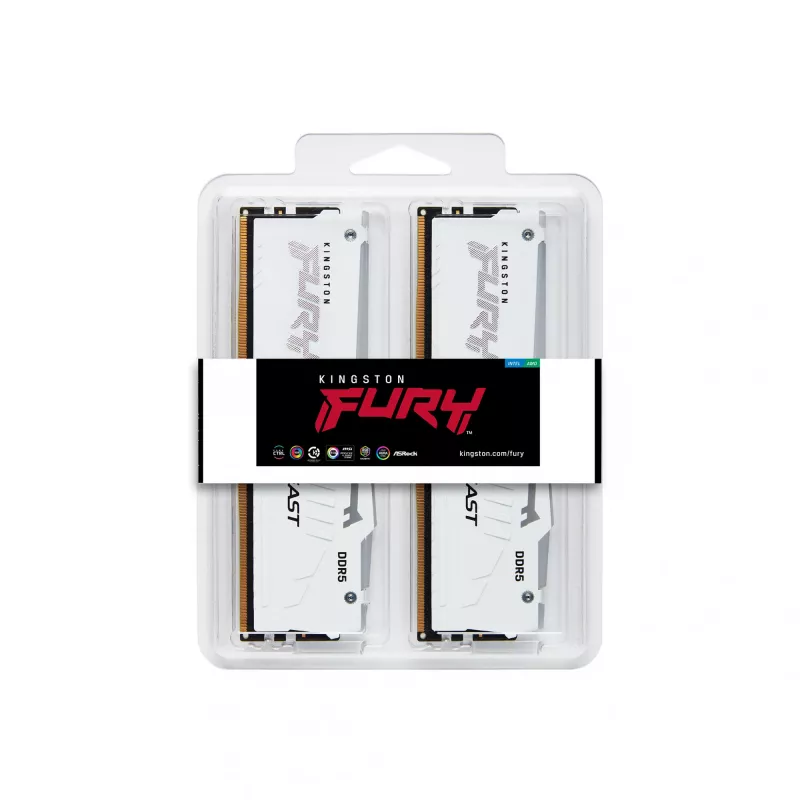 Kingston Technology FURY Beast 32GB 5600MT/s DDR5 CL40 DIMM (Kit de 2) blanco RGB XMP