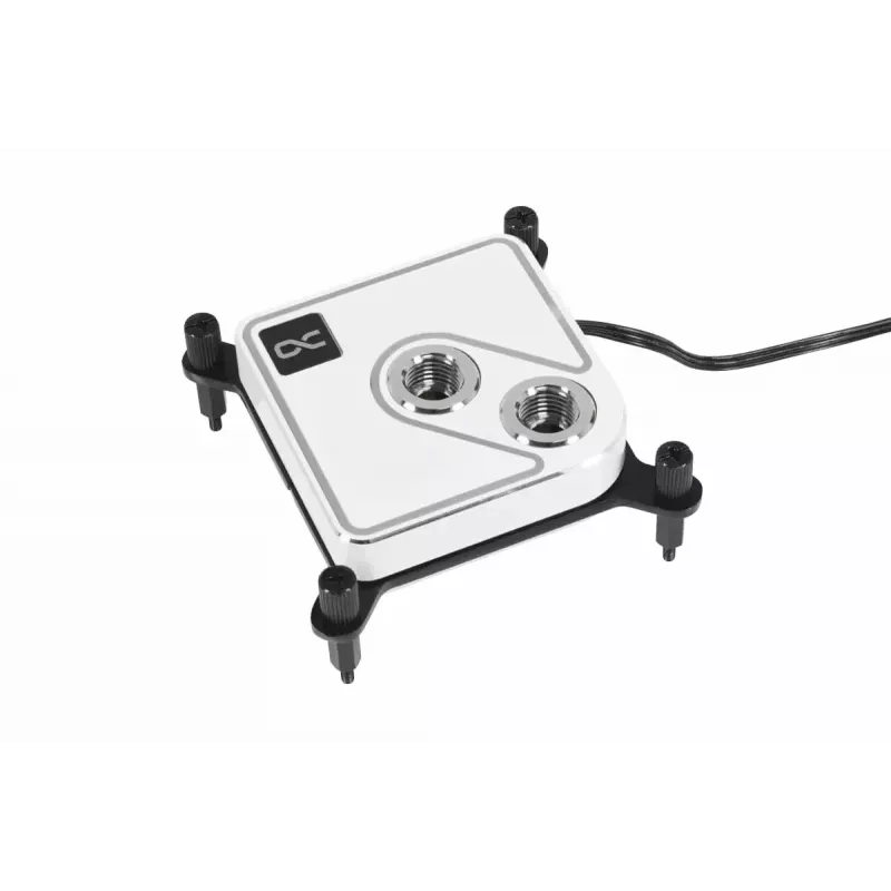 Bloque de agua Alphacool Core 1 Aurora Latón Cobre Níquel Transparente Blanco 72mm