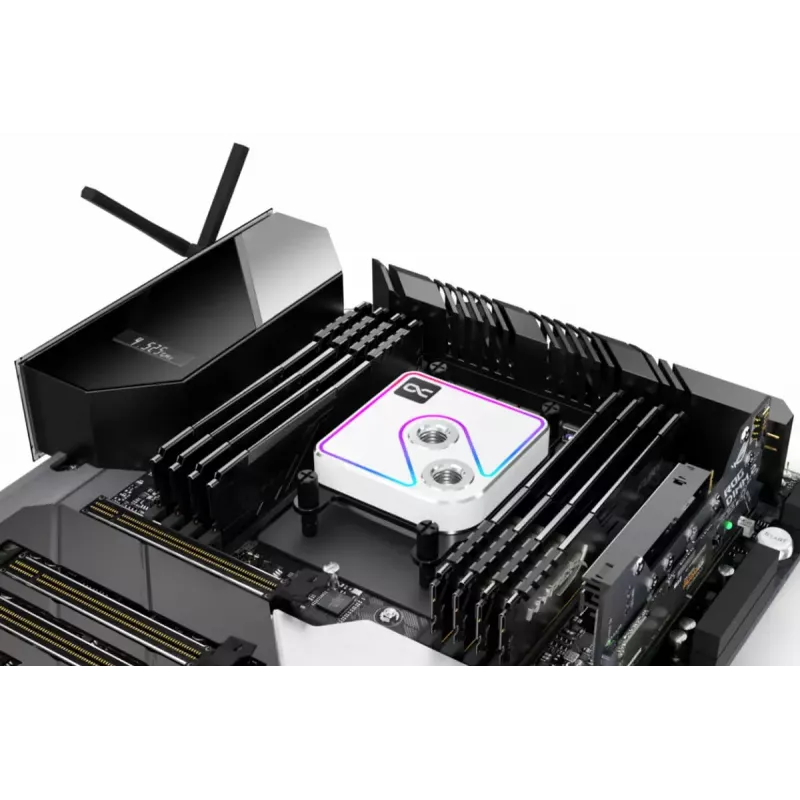 Bloque de agua Alphacool Core 1 Aurora Latón Cobre Níquel Transparente Blanco 72mm