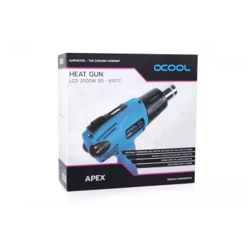 Pistola de aire caliente Alphacool 10178 650 °C 2000 W Negra Azul