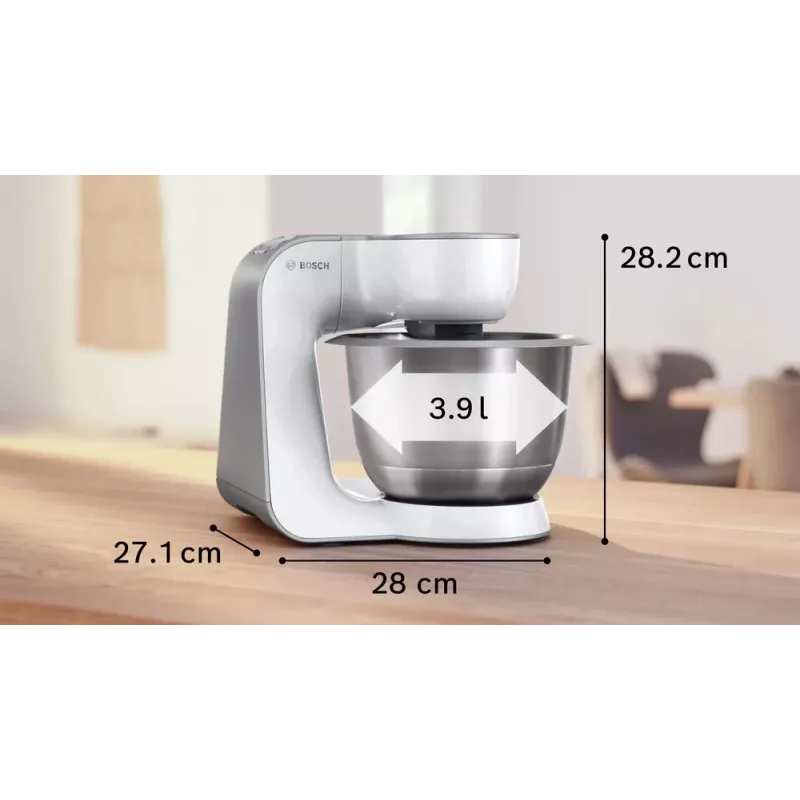 Robot de cocina Bosch Serie 4 MUM58200 — 1000 W, bol de acero inoxidable de 3,9 L, blanco