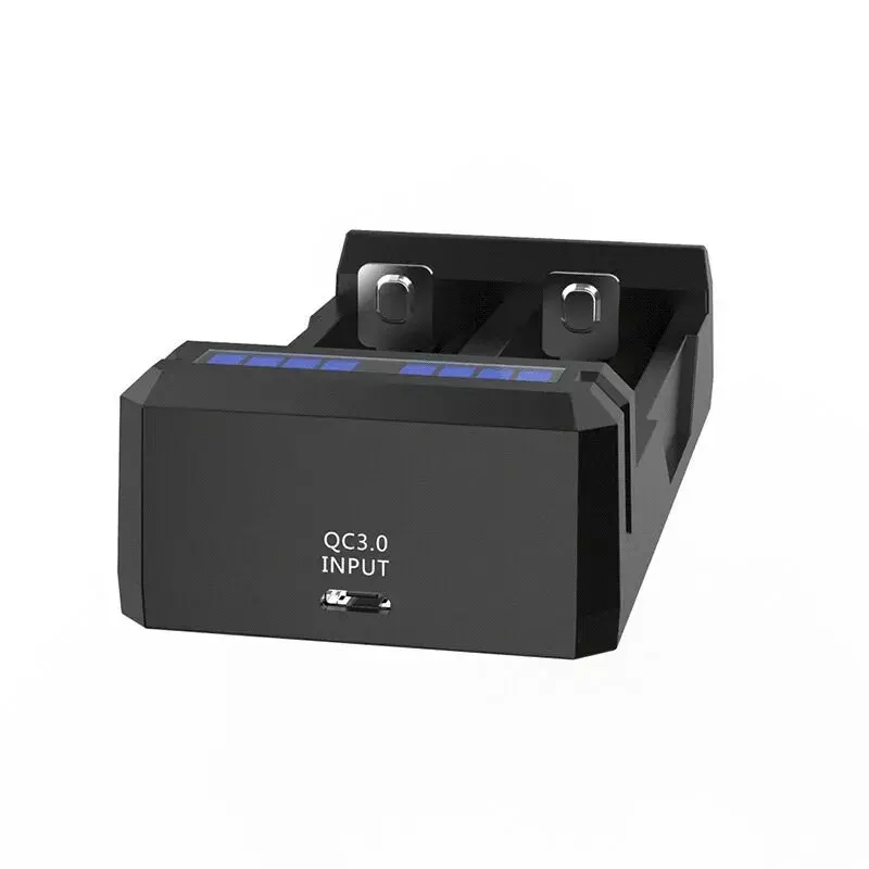 Cargador XTAR SC2 Li-Ion 18650 USB-C 2 ranuras, alimentación USB-C, indicadores LED, negro