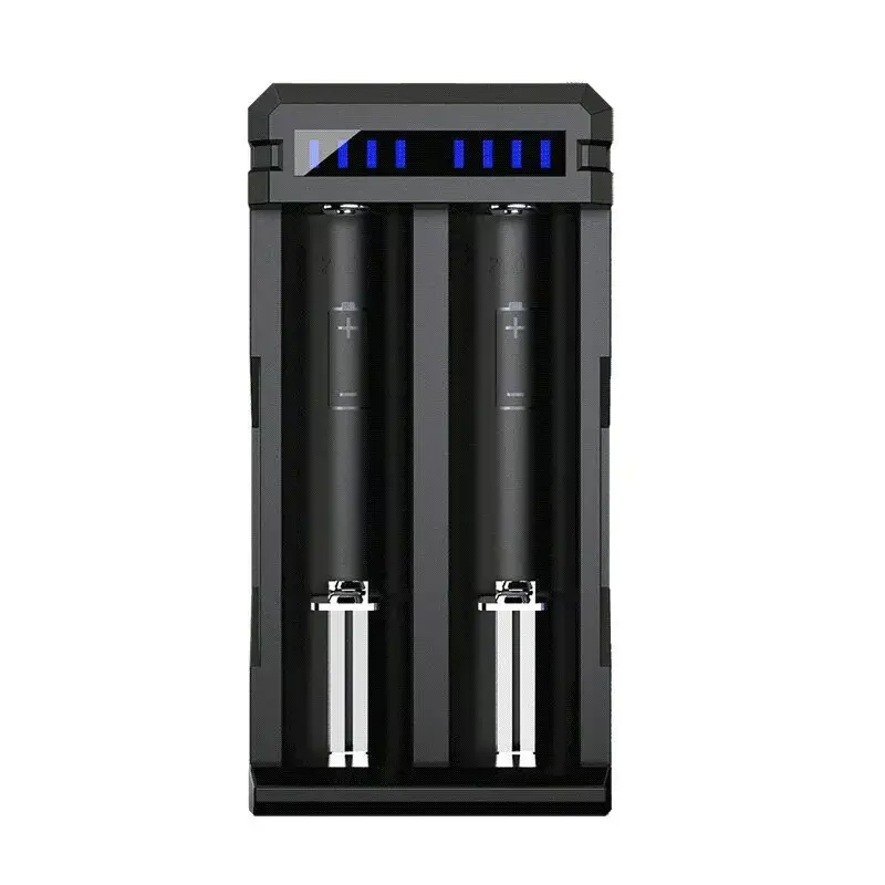 Cargador XTAR SC2 Li-Ion 18650 USB-C 2 ranuras, alimentación USB-C, indicadores LED, negro