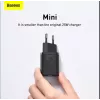 Baseus Super Si Quick Charger 1C TZCCSUP-L01 cargador rápido, 25W, USB-C PD, con cable USB-C de 1 m, negro