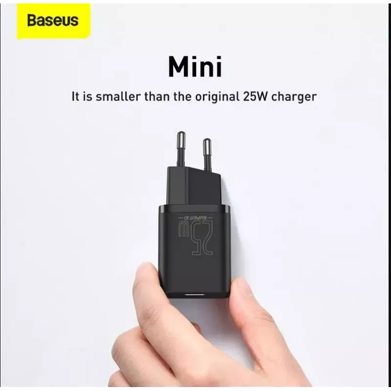 Baseus Super Si Quick Charger 1C TZCCSUP-L01 cargador rápido, 25W, USB-C PD, con cable USB-C de 1 m, negro