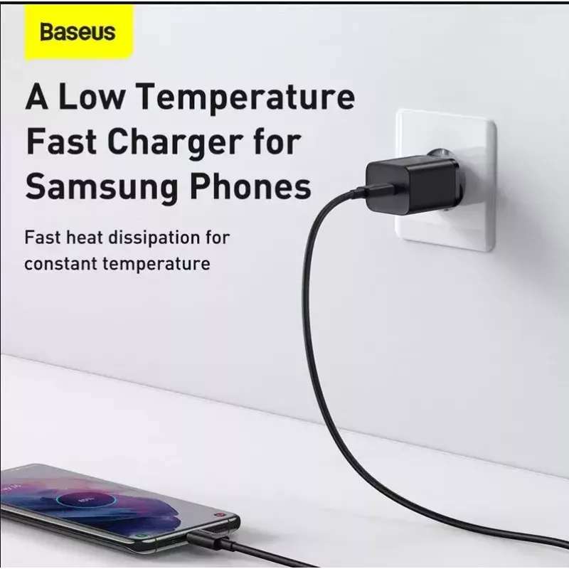 Baseus Super Si Quick Charger 1C TZCCSUP-L01 cargador rápido, 25W, USB-C PD, con cable USB-C de 1 m, negro