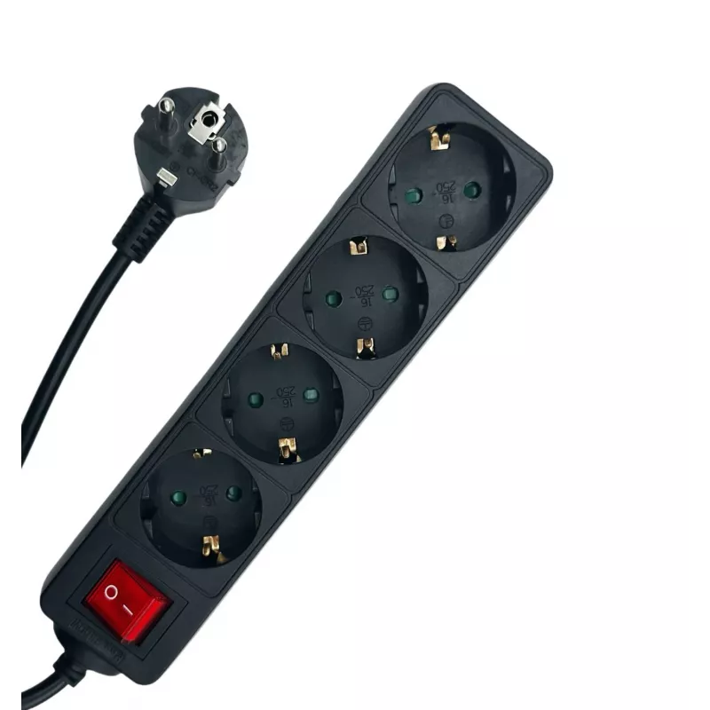 Microconnect MC-GRU0045BS Alargador 5 m 4 tomas de CA Interior Negro